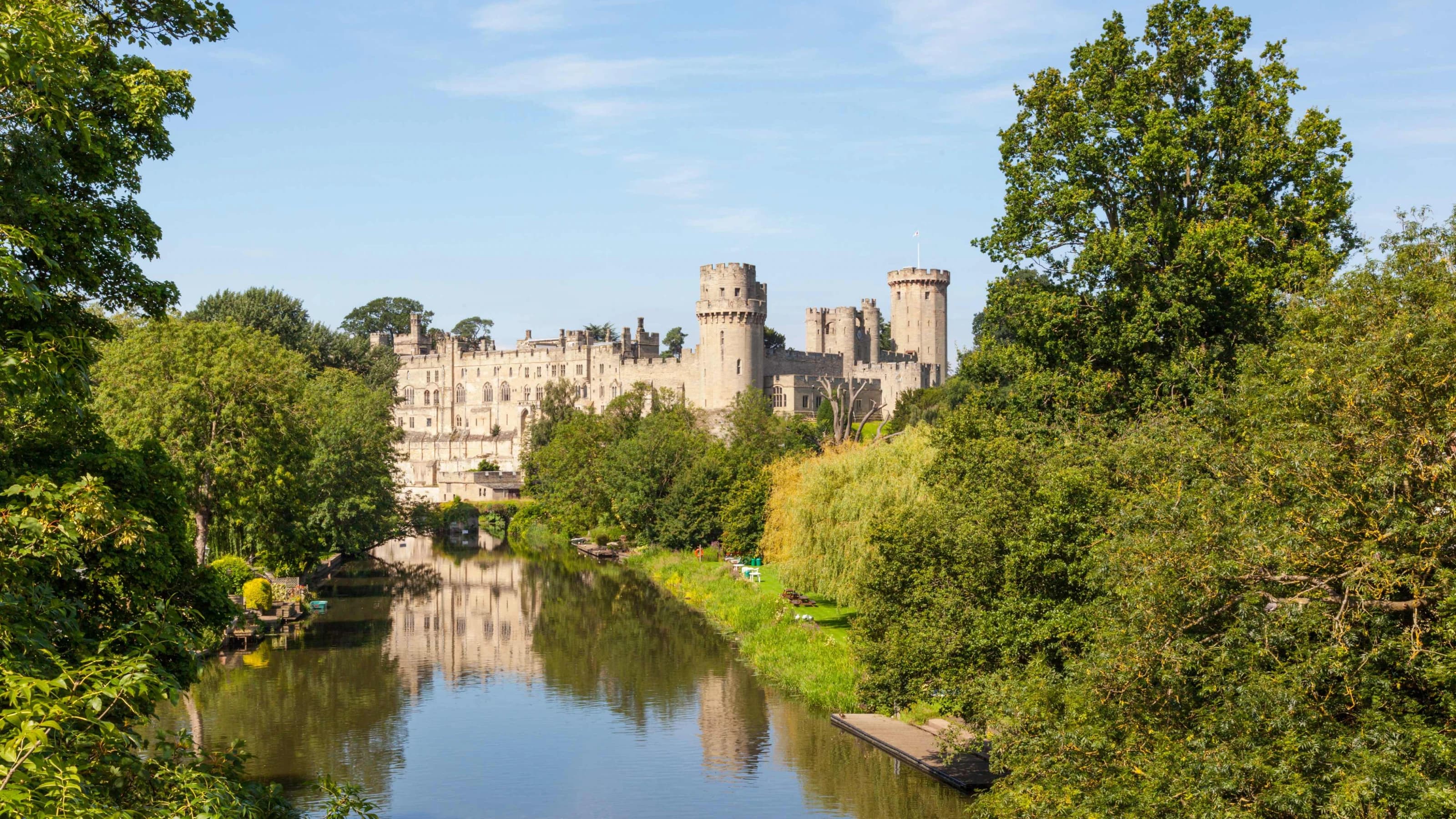 View of Warwick Castle overlooking the river Avon