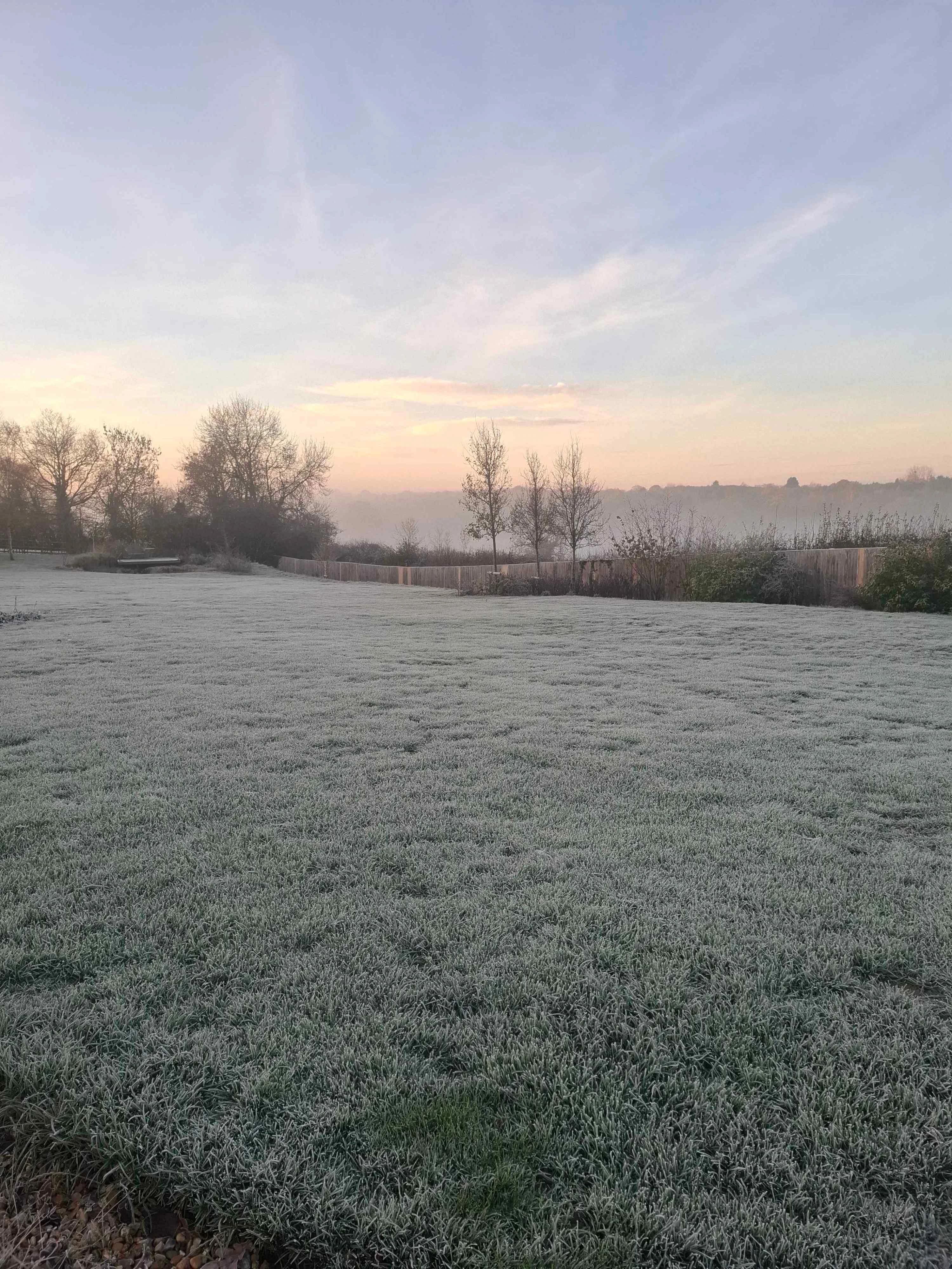 Image of frost covered lawn in England